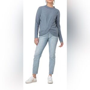 Ripe Desi Crossover Maternity Nursing Sweater in Blue Marle Size Large